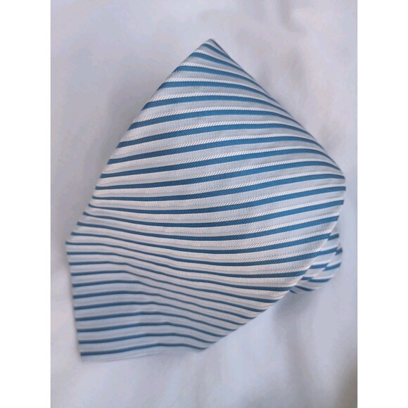 Hugo Boss Men's Blue 100% Silk Necktie Made In Italy Jacquard Stripe Cocktail - Picture 1 of 6